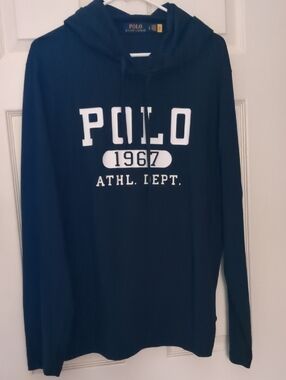 Polo by Ralph Lauren Navy Hooded Long-Sleeve Shirt with White Graphic